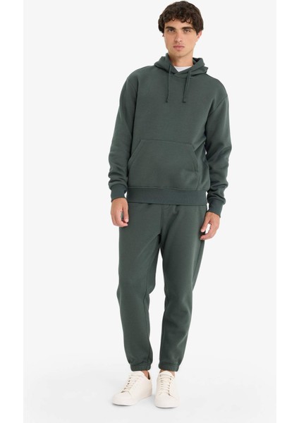 Regular Fit Kapüşonlu İçi Yumuşak Tüylü Kanguru Cepli Basic Düz Sweatshirt X8283AZ25AU