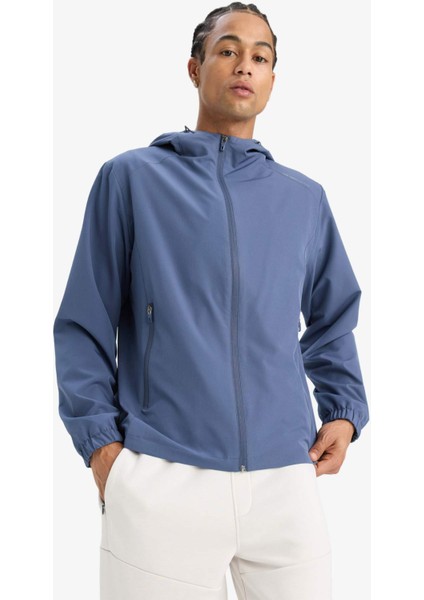 Fit Su İtici Regular Fit Kapüşonlu Fermuarlı Yağmurluk E9218AX25AU