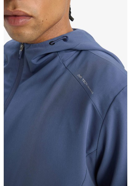 Fit Su İtici Regular Fit Kapüşonlu Fermuarlı Yağmurluk E9218AX25AU