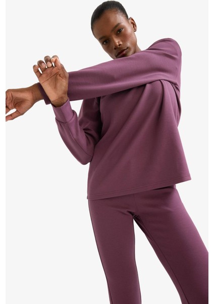 Fit Oversize Geniş Kalıp Yarım Fermuarlı Dik Yaka Modal Sweatshirt D7126AX25AU