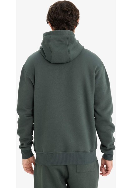 Regular Fit Kapüşonlu İçi Yumuşak Tüylü Kanguru Cepli Basic Düz Sweatshirt X8283AZ25AU
