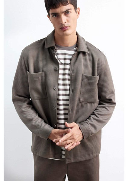 Regular Fit Dokuma Uzun Kollu Gömlek E9203AX25AU