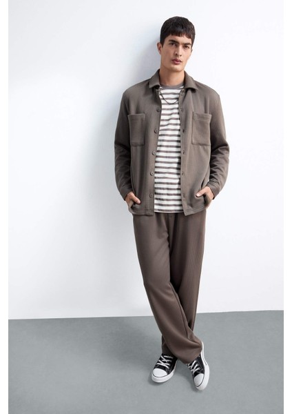 Regular Fit Dokuma Uzun Kollu Gömlek E9203AX25AU