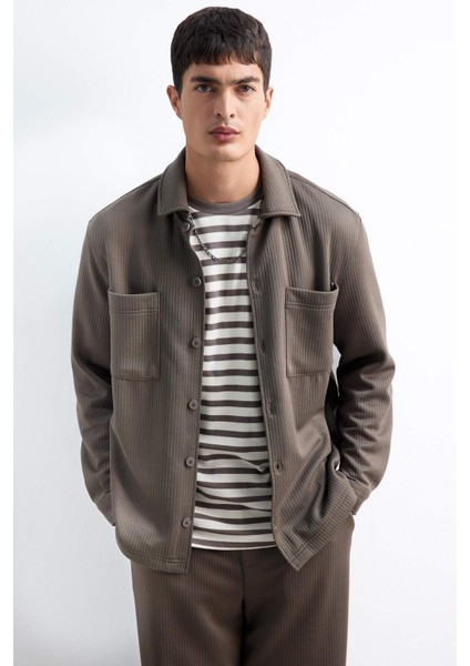 Regular Fit Dokuma Uzun Kollu Gömlek E9203AX25AU