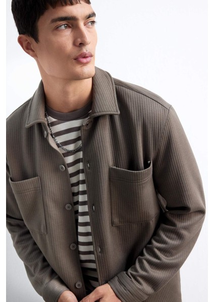 Regular Fit Dokuma Uzun Kollu Gömlek E9203AX25AU