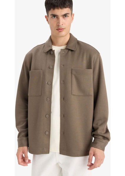 Regular Fit Dokuma Uzun Kollu Gömlek E9203AX25AU