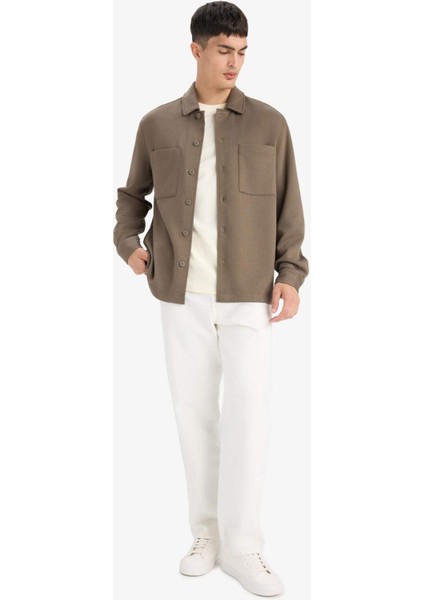 Regular Fit Dokuma Uzun Kollu Gömlek E9203AX25AU