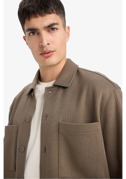 Regular Fit Dokuma Uzun Kollu Gömlek E9203AX25AU