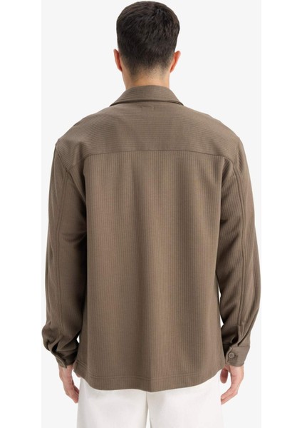 Regular Fit Dokuma Uzun Kollu Gömlek E9203AX25AU