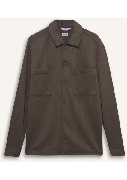 Regular Fit Dokuma Uzun Kollu Gömlek E9203AX25AU