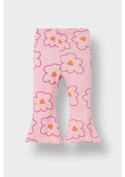 Kız Bebek 2'li Takım Çiçekli Sweatshirt İspanyol Paça Tayt F0514A525AU