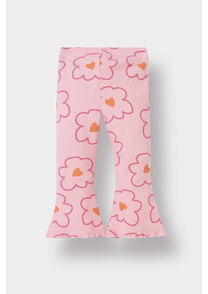 Kız Bebek 2'li Takım Çiçekli Sweatshirt İspanyol Paça Tayt F0514A525AU