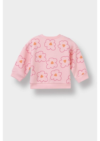Kız Bebek 2'li Takım Çiçekli Sweatshirt İspanyol Paça Tayt F0514A525AU