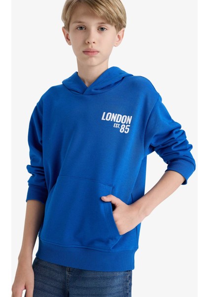 Erkek Çocuk Kapüşonlu Baskılı İçi Yumuşak Tüylü Okul Sweatshirt E9579A825AU