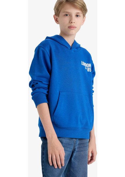 Erkek Çocuk Kapüşonlu Baskılı İçi Yumuşak Tüylü Okul Sweatshirt E9579A825AU