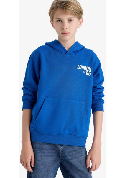 Erkek Çocuk Kapüşonlu Baskılı İçi Yumuşak Tüylü Okul Sweatshirt E9579A825AU