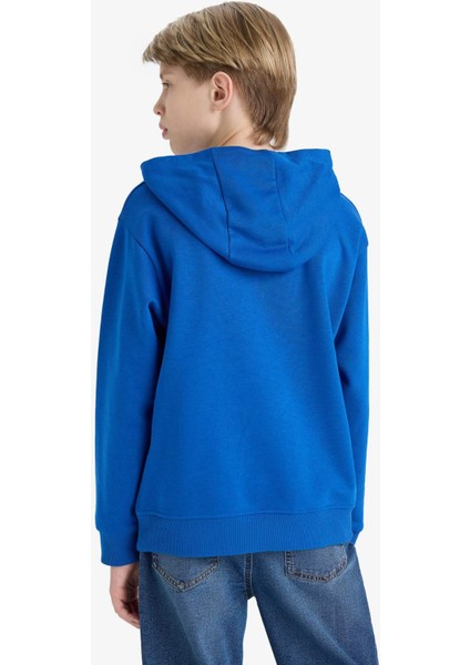 Erkek Çocuk Kapüşonlu Baskılı İçi Yumuşak Tüylü Okul Sweatshirt E9579A825AU