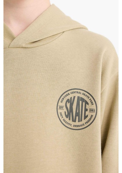 Erkek Çocuk Kapüşonlu Baskılı Okul Sweatshirt E9572A825AU