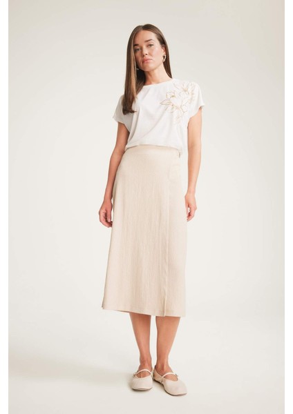 Regular Fit Basic Düz Midi Etek