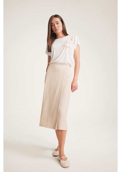 Regular Fit Basic Düz Midi Etek