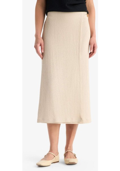 Regular Fit Basic Düz Midi Etek