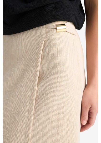 Regular Fit Basic Düz Midi Etek