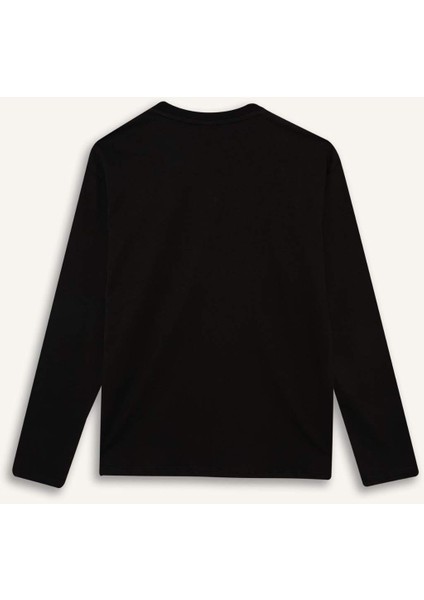 Erkek Çocuk Bisiklet Yaka Baskılı Uzun Kollu Tişört E9514A825AU