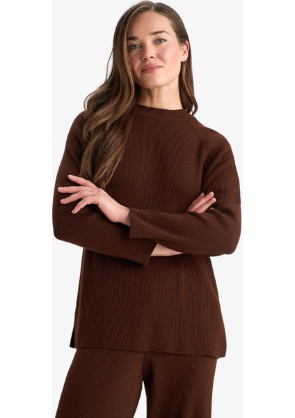 Regular Fit Bisiklet Yaka Basic Düz Triko Kazak D6911AX25WN