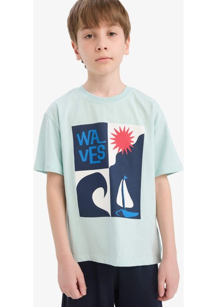 Erkek Çocuk 2'li Takım Baskılı Kısa Kollu Tişört Şort F1228A825HS