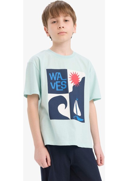 Erkek Çocuk 2'li Takım Baskılı Kısa Kollu Tişört Şort F1228A825HS