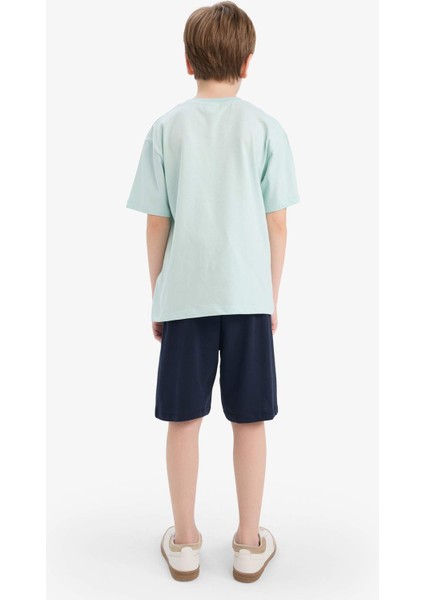 Erkek Çocuk 2'li Takım Baskılı Kısa Kollu Tişört Şort F1228A825HS