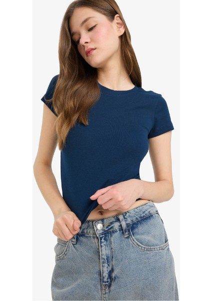 Coool Fitted Bisiklet Yaka Ribana Kısa Kollu Tişört E0288AX25AU