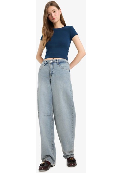 Coool Fitted Bisiklet Yaka Ribana Kısa Kollu Tişört E0288AX25AU