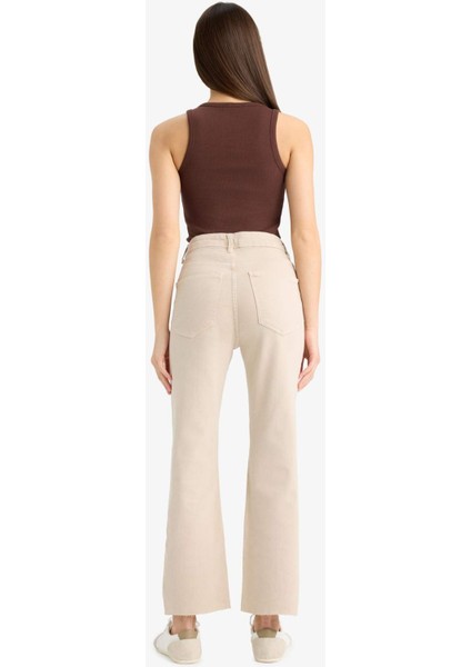 Crop Flare Fit Yüksek Bel Bilek Boy Jean Pantolon E8017AX25SM