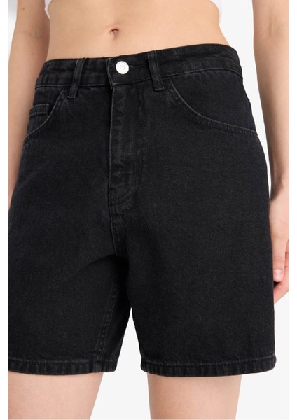 Yüksek Bel Jean Bermuda Şort E4702AX25SM