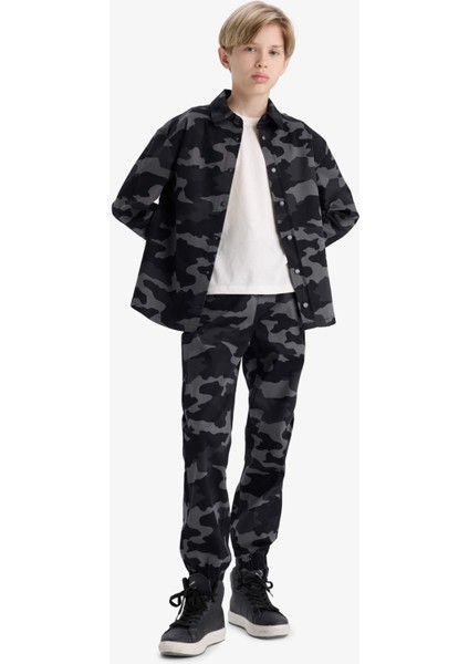 Erkek Çocuk Jogger Fit Kamuflaj Desenli Gabardin Pantolon F1175A825AU
