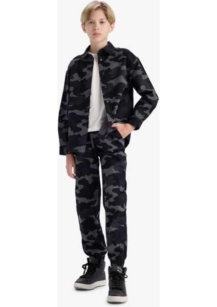 Erkek Çocuk Jogger Fit Kamuflaj Desenli Gabardin Pantolon F1175A825AU