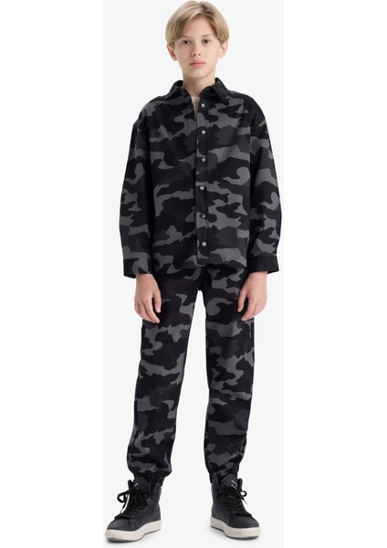 Erkek Çocuk Jogger Fit Kamuflaj Desenli Gabardin Pantolon F1175A825AU