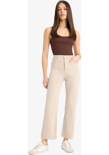 Crop Flare Fit Yüksek Bel Bilek Boy Jean Pantolon E8017AX25SM