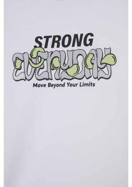 Erkek Çocuk Bisiklet Yaka Baskılı Uzun Kollu Tişört E9498A825AU