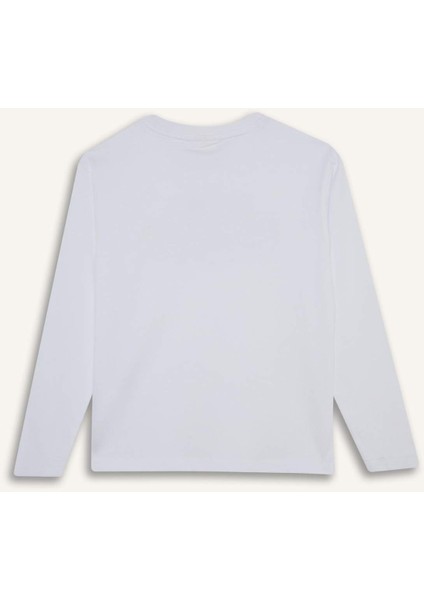 Erkek Çocuk Bisiklet Yaka Baskılı Uzun Kollu Tişört E9498A825AU