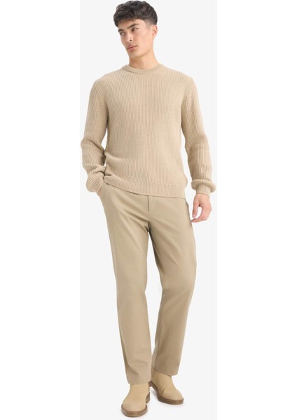 Standart Fit Normal Kesim Bisiklet Yaka Dokulu Triko Kazak C8814AX25WN