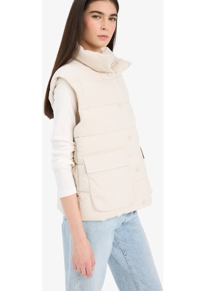 Regular Fit Dik Yaka Fermuarlı Şişme Yelek F1052AX25AU