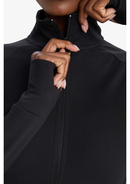 Fit Fitted Vücuda Oturan Ultra Soft Dik Yaka Çift Cepli Parmak Detaylı Fermuarlı Spor Hırka B3985AX25AU