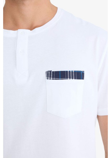 Regular Fit Pijama Takımı Kısa Kollu Üst Kareli Şort E7158AX25HS