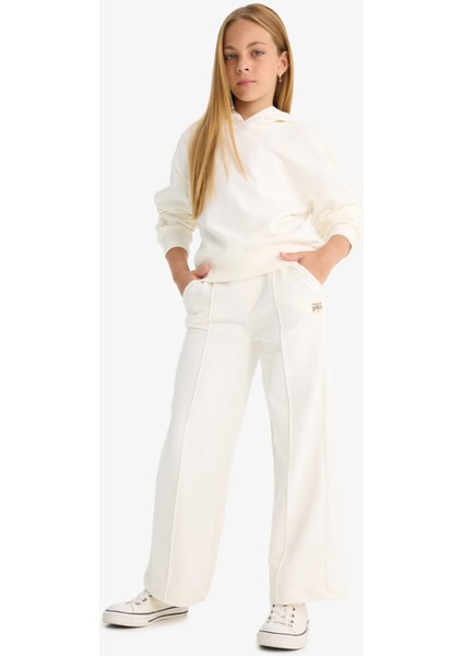 Kız Çocuk Relax Fit Kapüşonlu Basic Düz Sweatshirt F0008A825AU