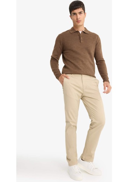 Regular Fit Normal Kesim Cepli Düz Paça Chino Pantolon D7349AX25AU