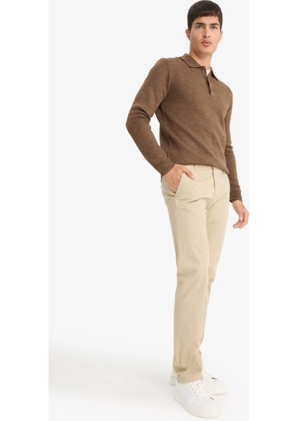 Regular Fit Normal Kesim Cepli Düz Paça Chino Pantolon D7349AX25AU