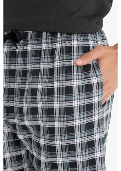 Pijama Takımı Regular Fit Kısa Kollu Üst Kareli Şort E7146AX25SM