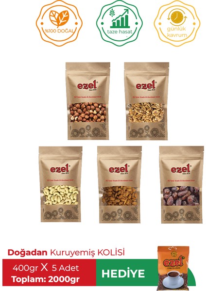 Doğadan Kuruyemiş Seti – 5 Malzemeli + 100 g Türk Kahvesi